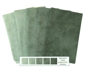 Sage green gradient of hand dyed quilting cotton